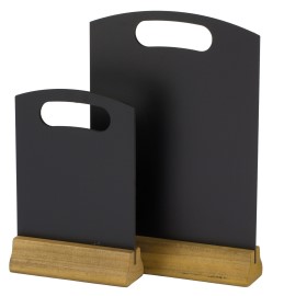 Lavagna da tavolo, nera, con base in legno, 15x23cm