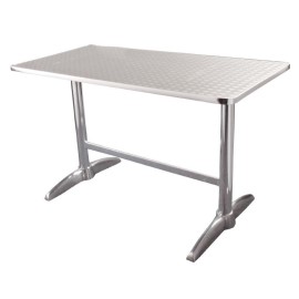 Tavolo rettangolare Bolero in acciaio inox con doppio tavolo da gamba da 120 cm_1
