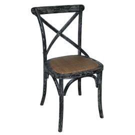 Sedie in legno Bolero con schienale incrociato lavaggio nero (2 pezzi)_1